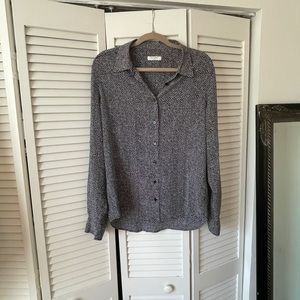 Black and White Equipment Silk Blouse